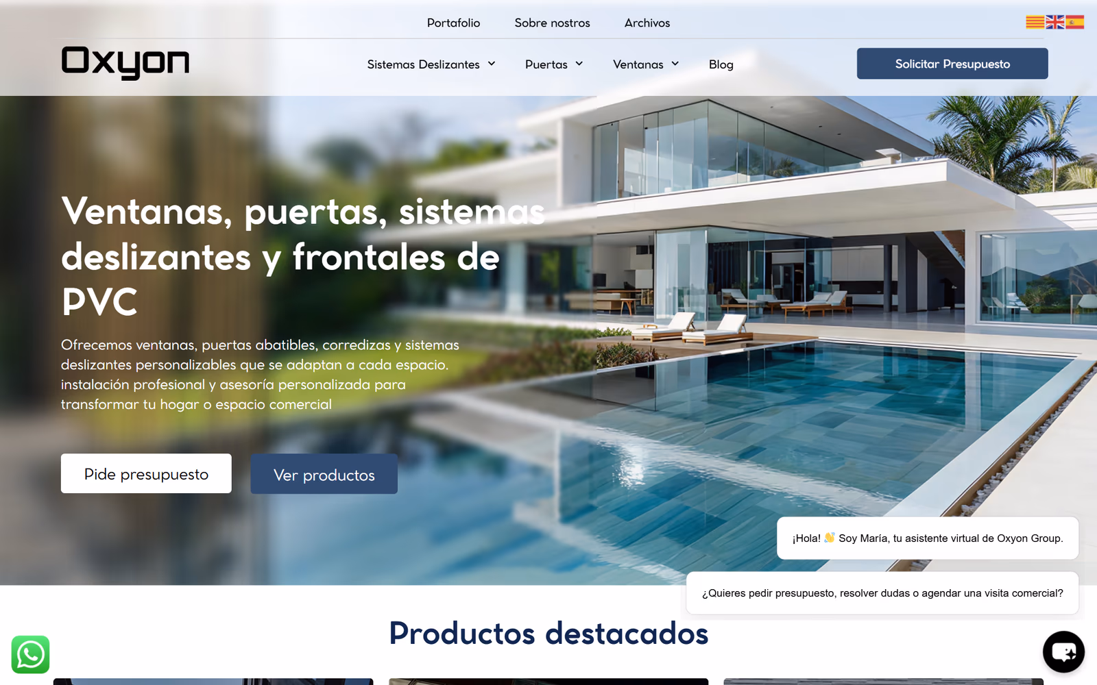 Web de Oxyon Group diseñada por Windsor Sites — Carpintería · Construcción